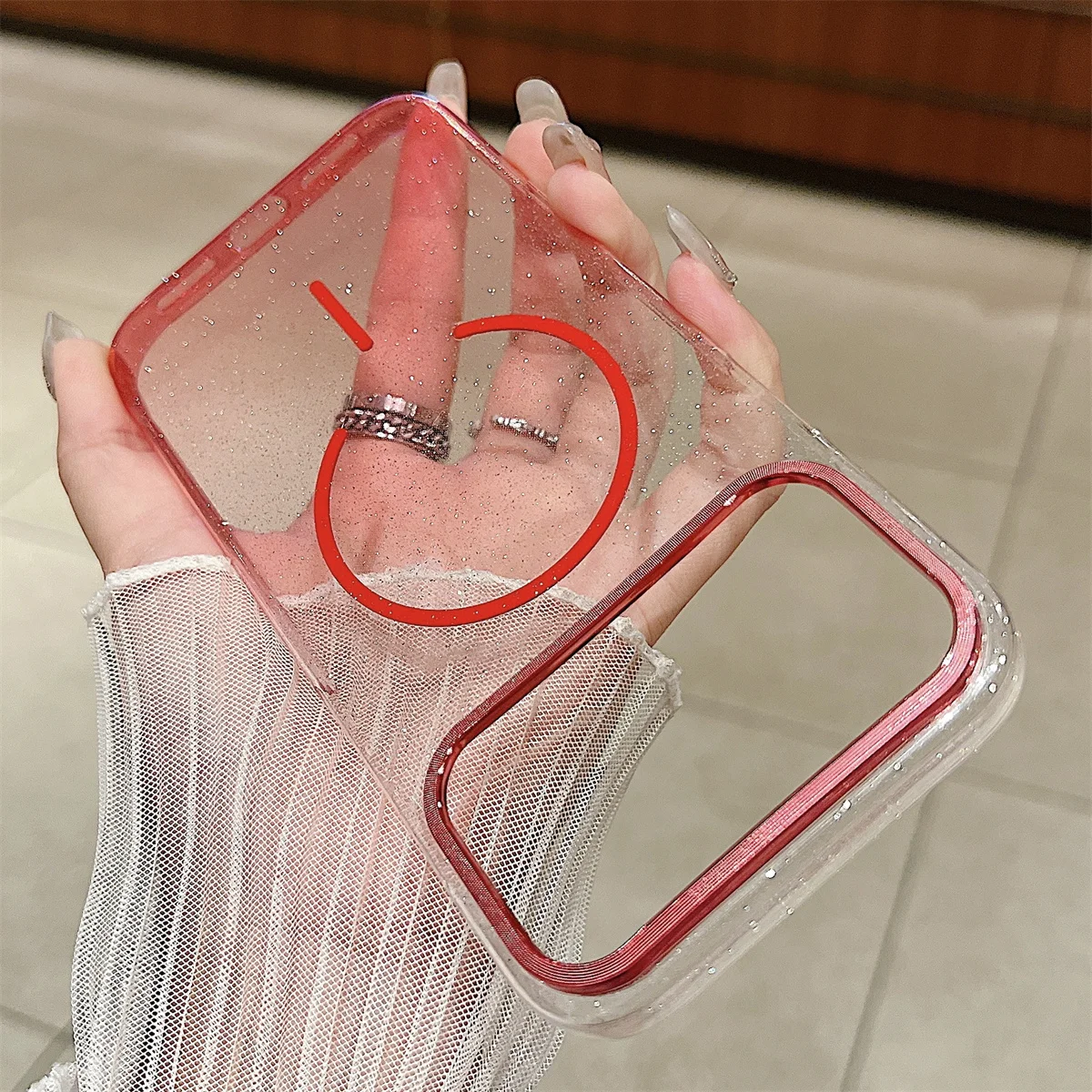 Para magsafe magnético glitter gradiente caso de telefone para iphone 17 ar 16e 16 15 plus 14 13 12 11 pro max claro duro capa traseira