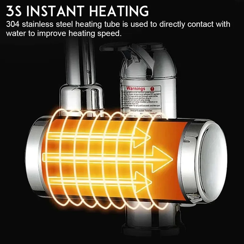 EU 220V 3000W  Water Heater Faucet Electric Tap with Shower Head 3S Fast Heating Instant Hot Water for Kitchen