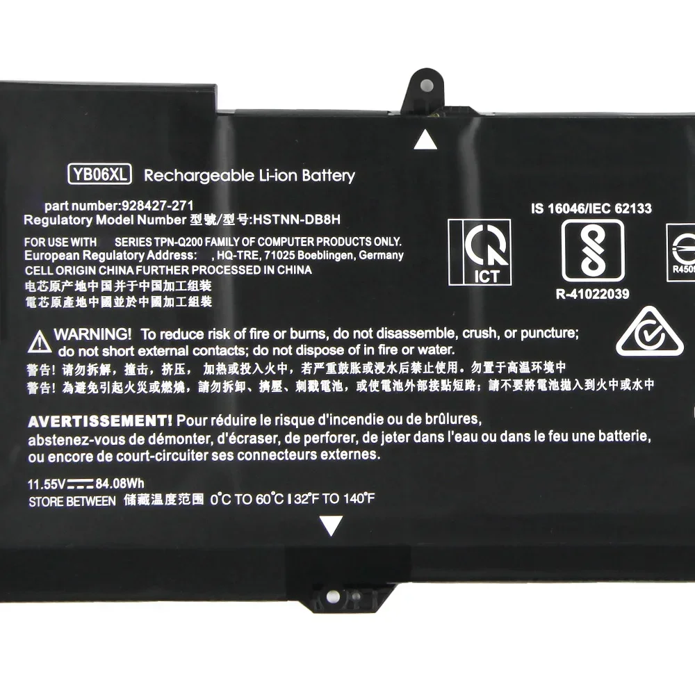 New Replacement Battery YB06XL HSTNN-DB8H For HP Spectre X360 15-CH013TX TPN-Q200 Rechargeable Batteries 84.08Wh Long Lifespan