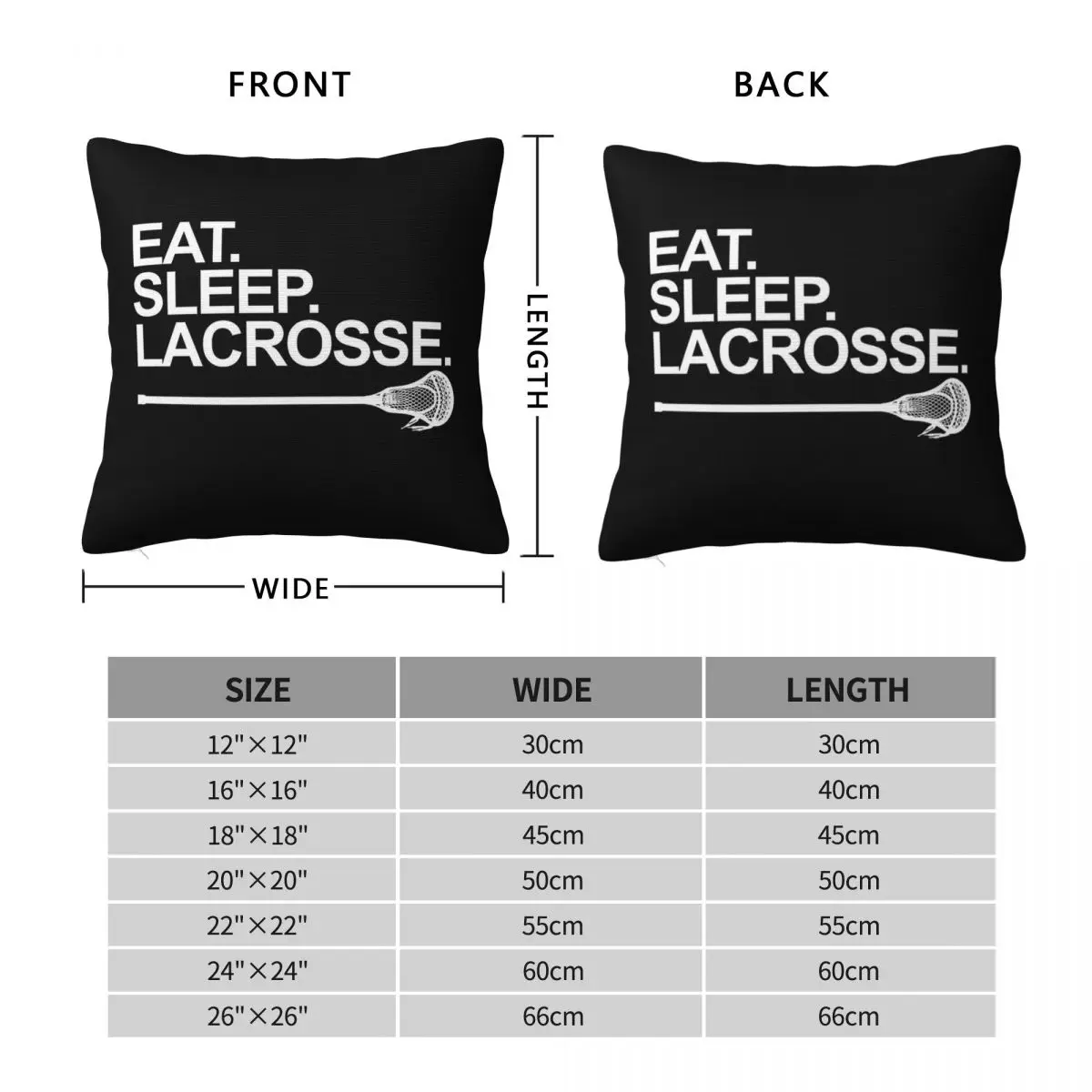 Eat Sleep Lacrosse Square Pillowcase Polyester Linen Velvet Pattern Zip Decorative Throw Pillow Case Home Cushion Cover