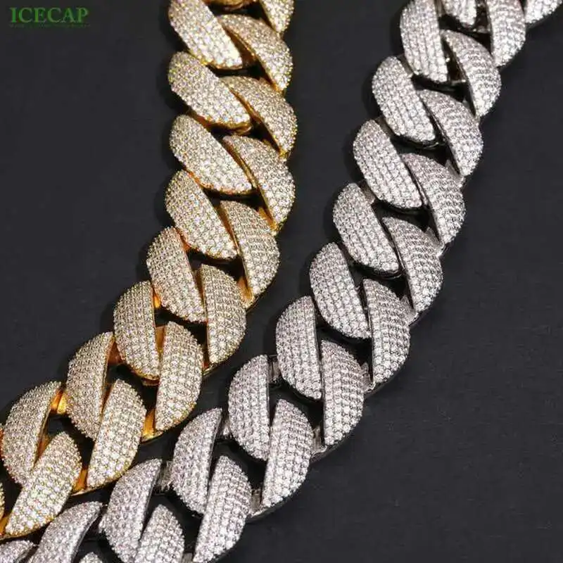 

Icecap Fashion Jewelry Necklace Ice Out Cuban Link Chain Luxury Custom Gold Plated Gold Cuban Link Chains Moissanite Necklace