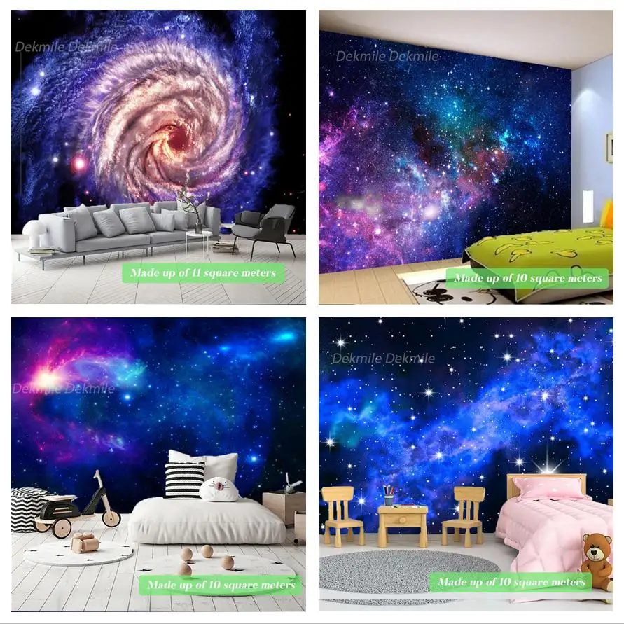 Papel tapiz personalizado de gran tamaño, murales de galaxia, planeta espacial estrellado, decoración de habitación de niños, revestimiento de