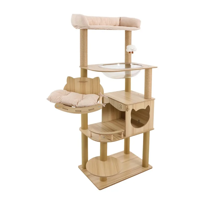 Multi-Level Large Cat Tree, Cat Tower with Platforms & Space Capsule, Scratching Post 66 Lbs Load for Indoor Cats