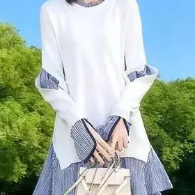 

New Autumn Winter Fashion Temperament Dress with Cinched Waist Showing Slim Thin Figure Fake Twopiece Splicing Bottomskirt Tops