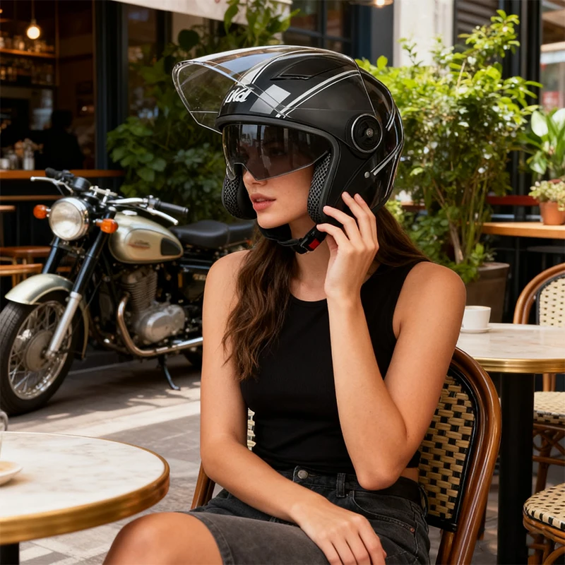 

3C Certified High-Safety Motorcycle Helmet, Dual HD Visor, Warm & Shockproof, Adult Electric Bike Helmet for Men Women