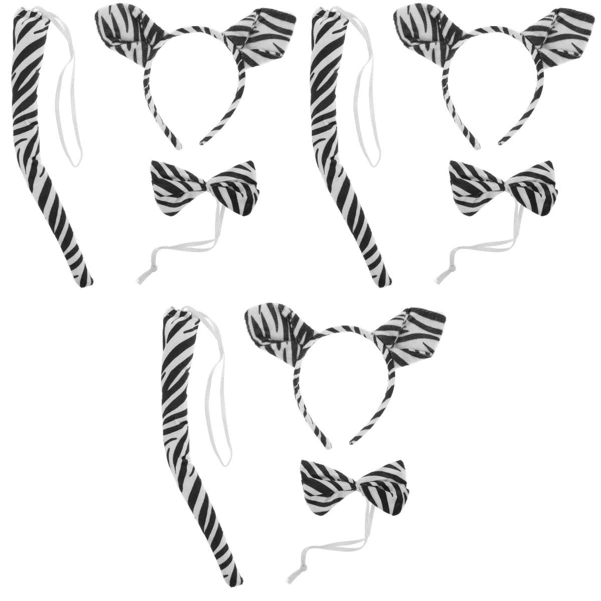 

Zebra Costume Set Exquisite Animal Cosplay Ears Headband Tail Bow Tie Party Prop Halloween Masquerade Carnival New Years Eve