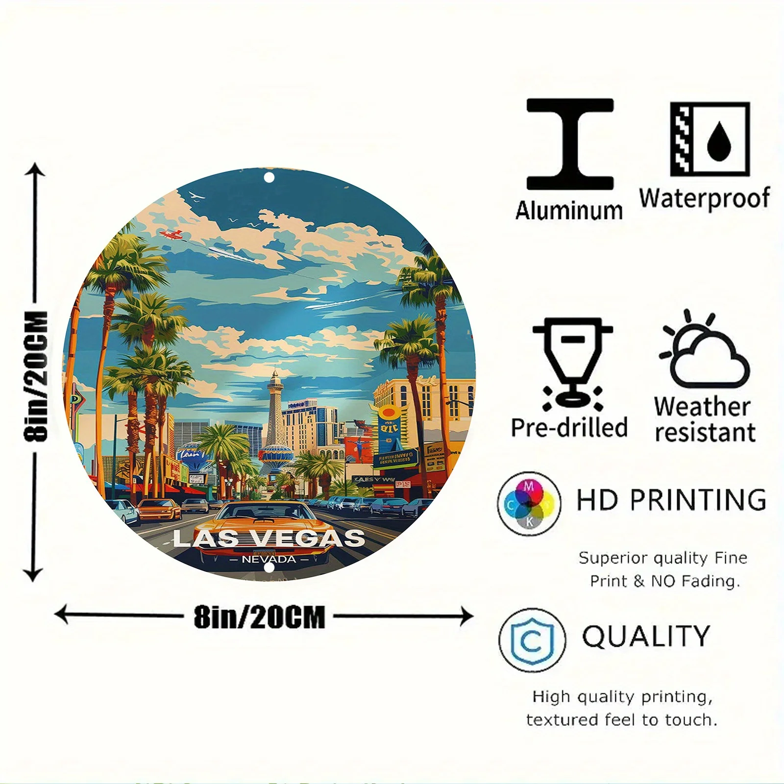 Vintage-Inspired Round Aluminum Sign - 20.32x20.32 cm, Scratch & UV Resistant with counter-Graffiti Finish - Perfect for Home, K
