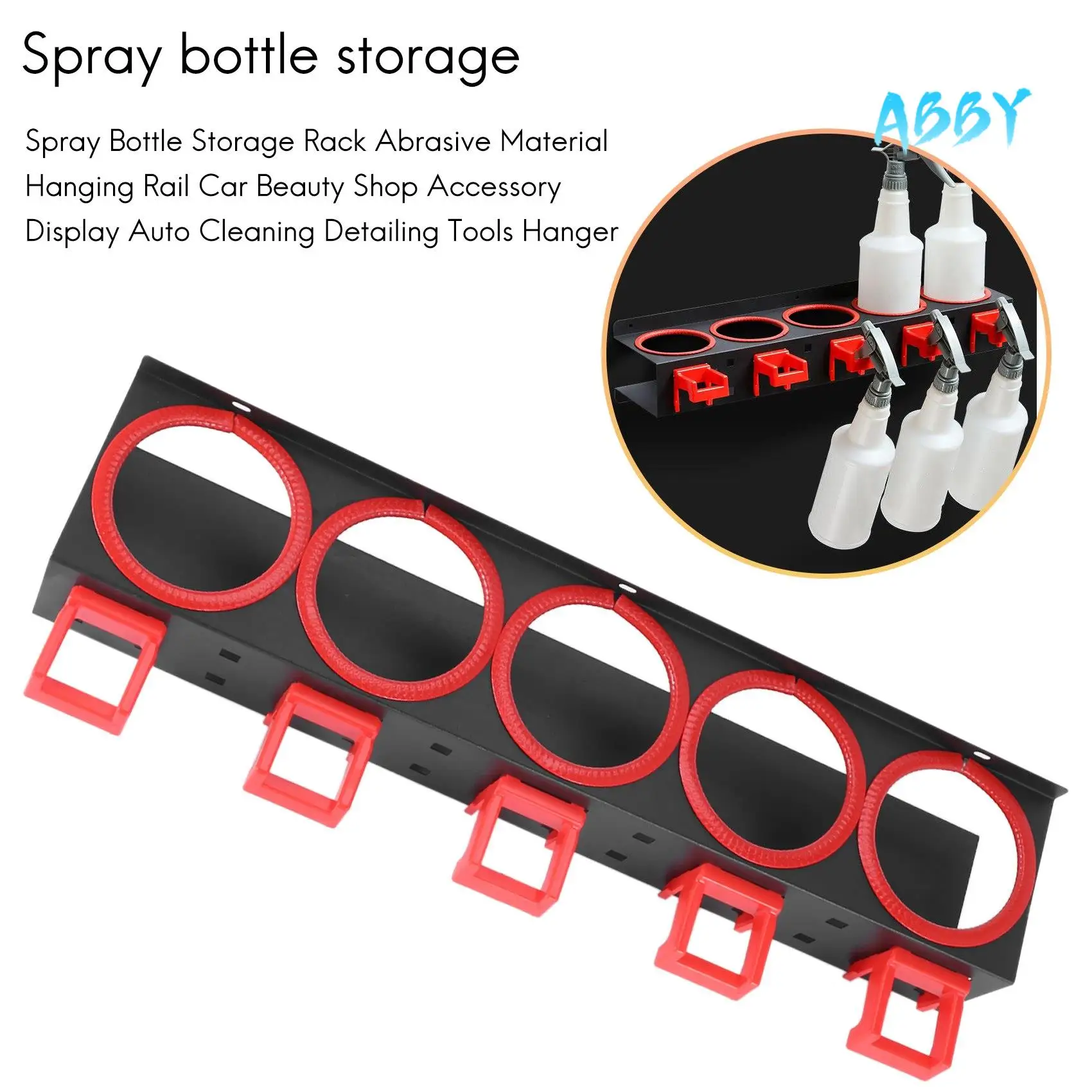 

ABBY-Spray Bottle Storage Rack Abrasive Material Hanging Rail Car Beauty Shop Accessory Display Auto Cleaning Detailing Tools Ha