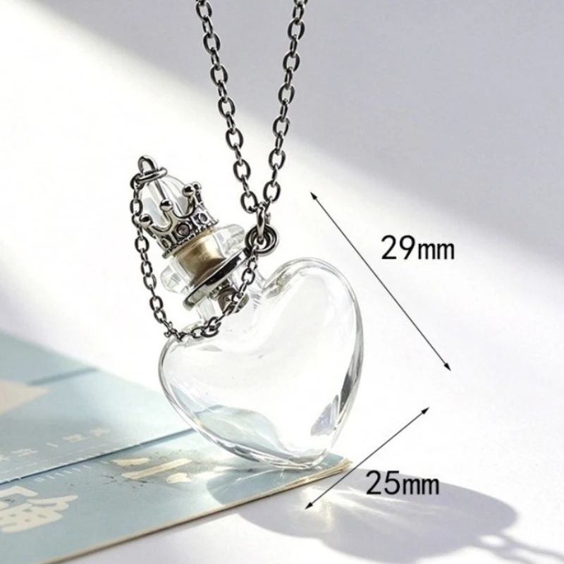 Heart Shaped Drops Water Perfume Essential Oil Bottle Necklace Pendant Glass Women Versatile Necklaces Fashion Jewelry Souvenir