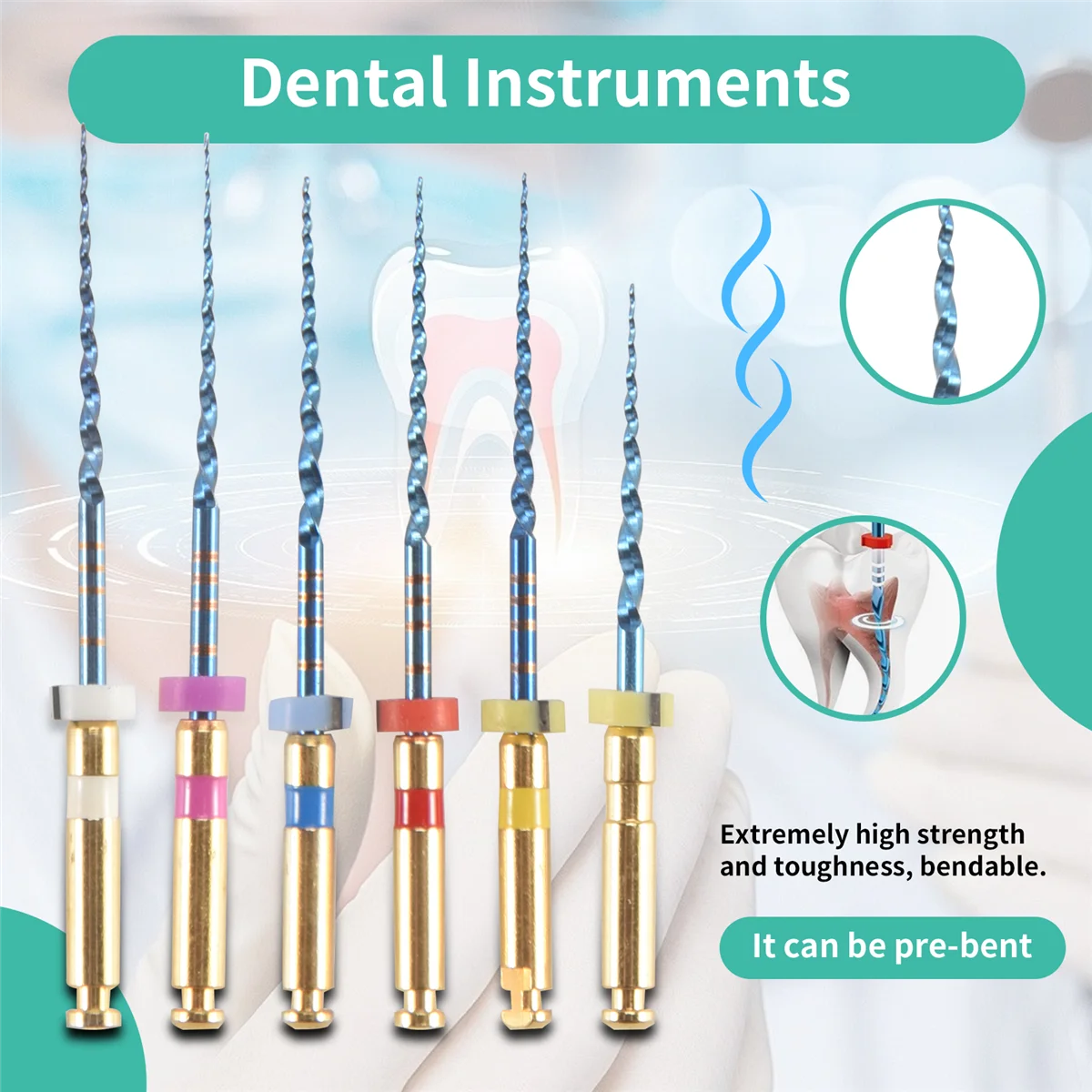 Supernew  6Pcs Dental Endodontic Engine Use NiTi Rotary Heat Activated Files Reciprocating Endodontic Root Canal Files 25mm