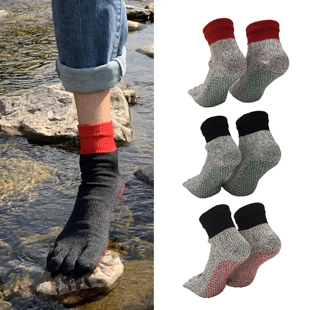 2 pary Miosam Nowe skarpetki odporne na przecięcia unisex Ochrona Skarpety turystyczne Sporty na świeżym powietrzu Antypoślizgowe skarpetki męskie z 5 palcami