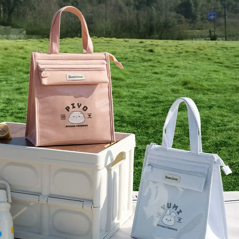 الكرتون الألومنيوم احباط الحرارية لطيف الغداء حقيبة معزول المحمولة نزهة حقيبة يد سعة كبيرة دائم الغذاء حقيبة التخزين الفتيات