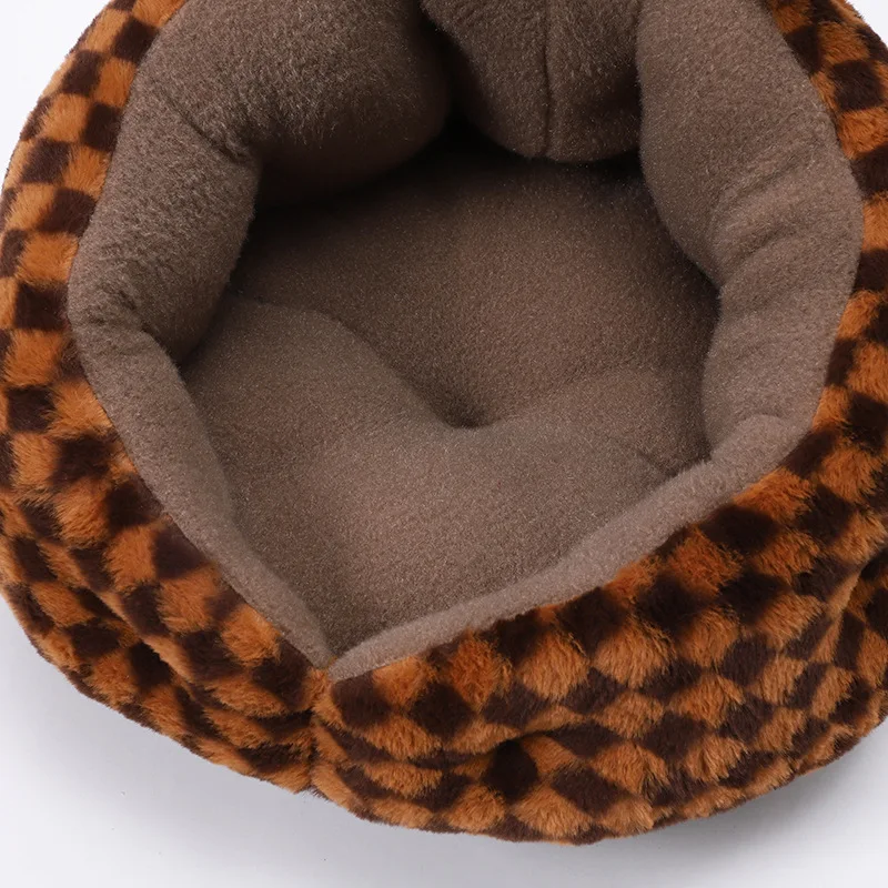 Winter Warm Small Dog Sleeping Bed Cute Rabbit Ear Cat Nest Furry Puppy Kennel Cozy and Soft Semi Closed Indoor Kitten House