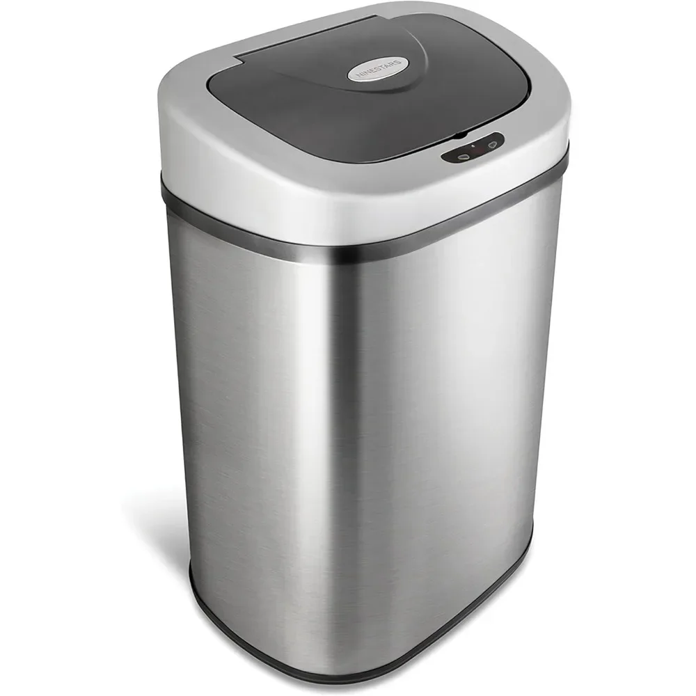 

Automatic Touchless Infrared Motion Sensor Trash Can with Stainless Steel Base & Oval, Silver/Black Lid, 21 Gal