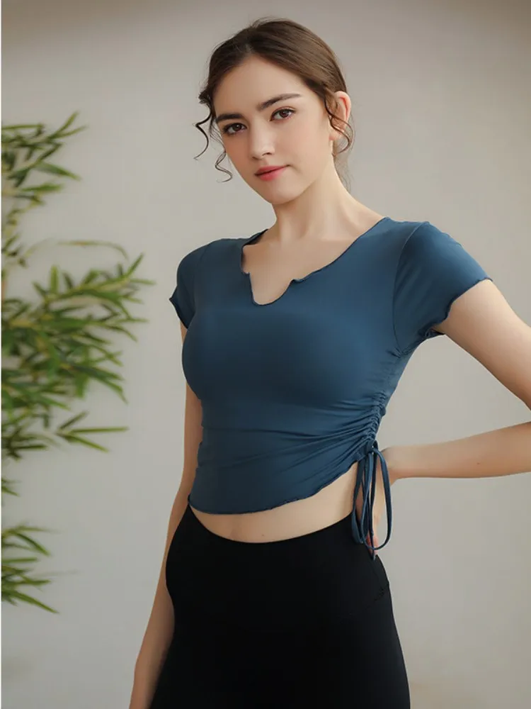 

Summer Yoga Clothes Fitness Clothes Yoga Sports Top Women's High Elastic Thin Quick-drying Short-sleeved Running T-shirt