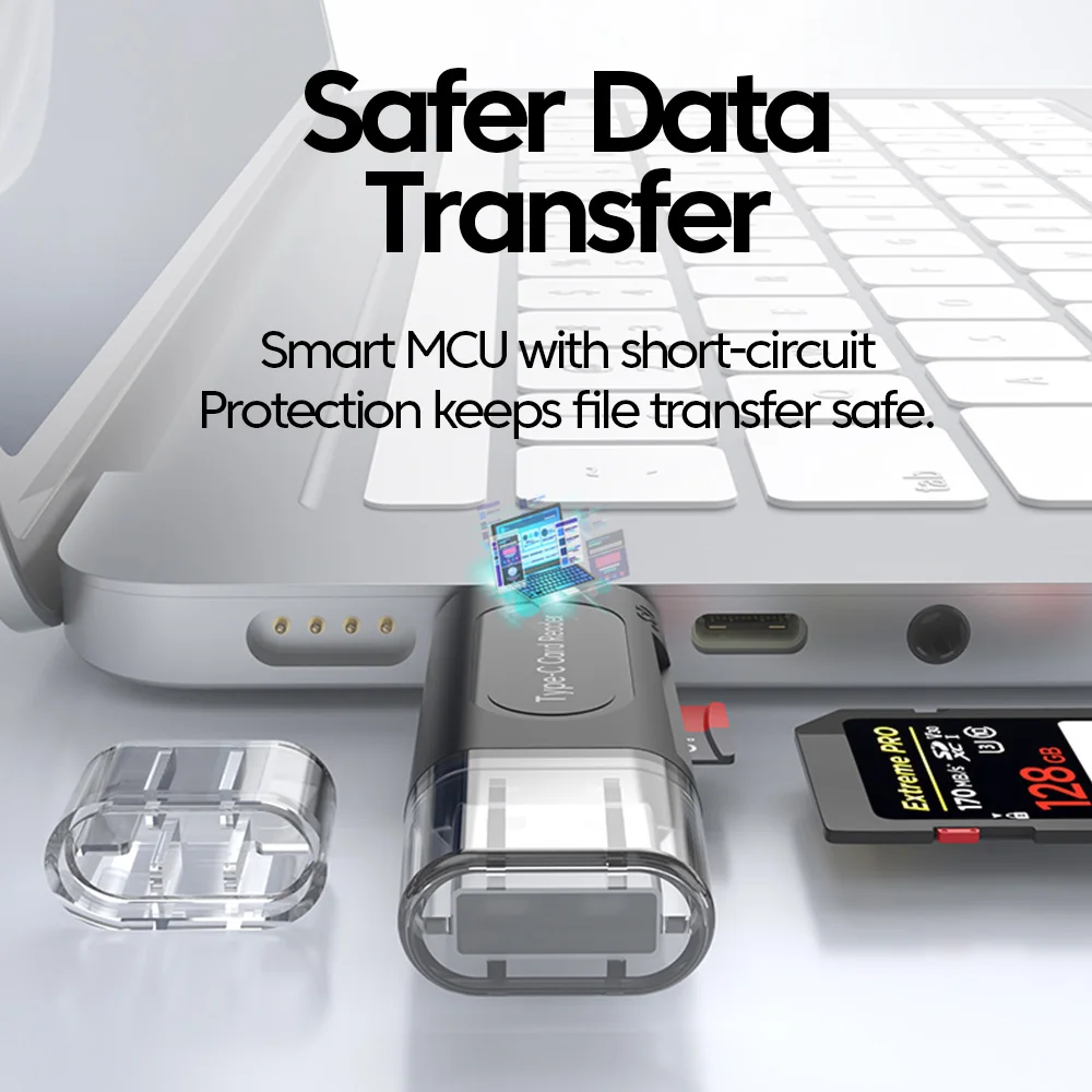 4-in-1 มัลติฟังก์ชั่น USB TYPE-C Card Reader ภายนอกสีดํายืดสําหรับ Memory Stick USB 2.0 Mini SD TF Card Reader