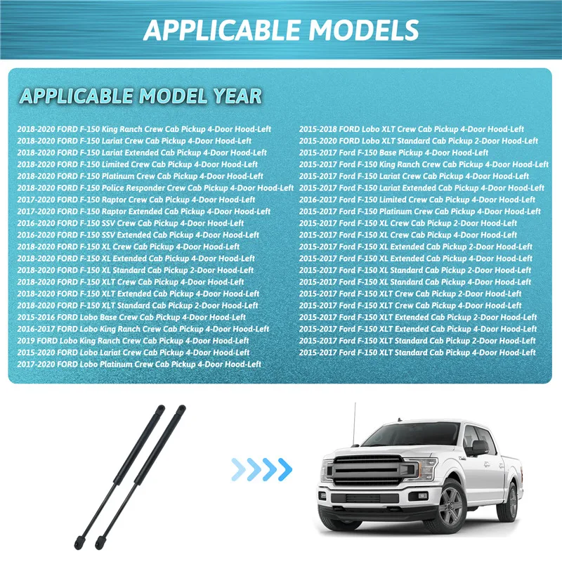 2 قطعة/المجموعة لفورد F-150 2016-2020 فورد لوبو 2015-2020 فورد F-150 2015-2017 الجبهة هود الغاز الربيع رفع دعم قضيب تبختر صدمة #3