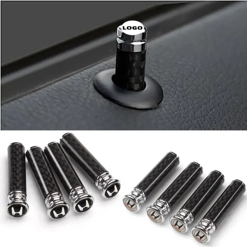 

4PCS Carbon Fiber Car Door Lock Pin Bolt Stick Caps for Honda Logo Accord Odyssey CRV Jazz Pilot Civic City Pilot Accessories