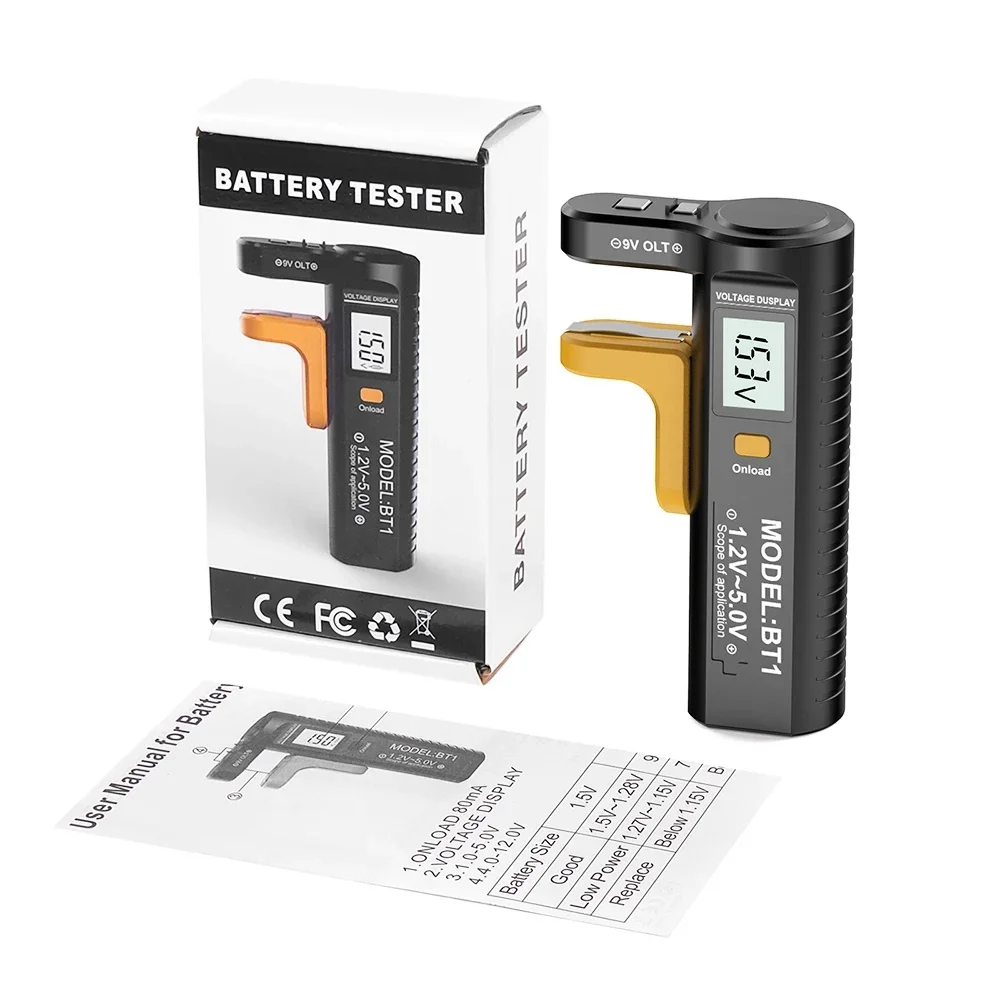 ​Digital Display Battery Level Tester Multifunctional Battery Capacity Indicator Voltage Tester for AA AAA 9V 1.5V Button Cell