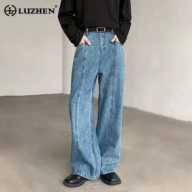 

LUZHEN 2025 Spring New Solid Color Loose Straight Denim Pants Men's Elegant Stylish Street Casual Jeans Original Clothes LZ8362