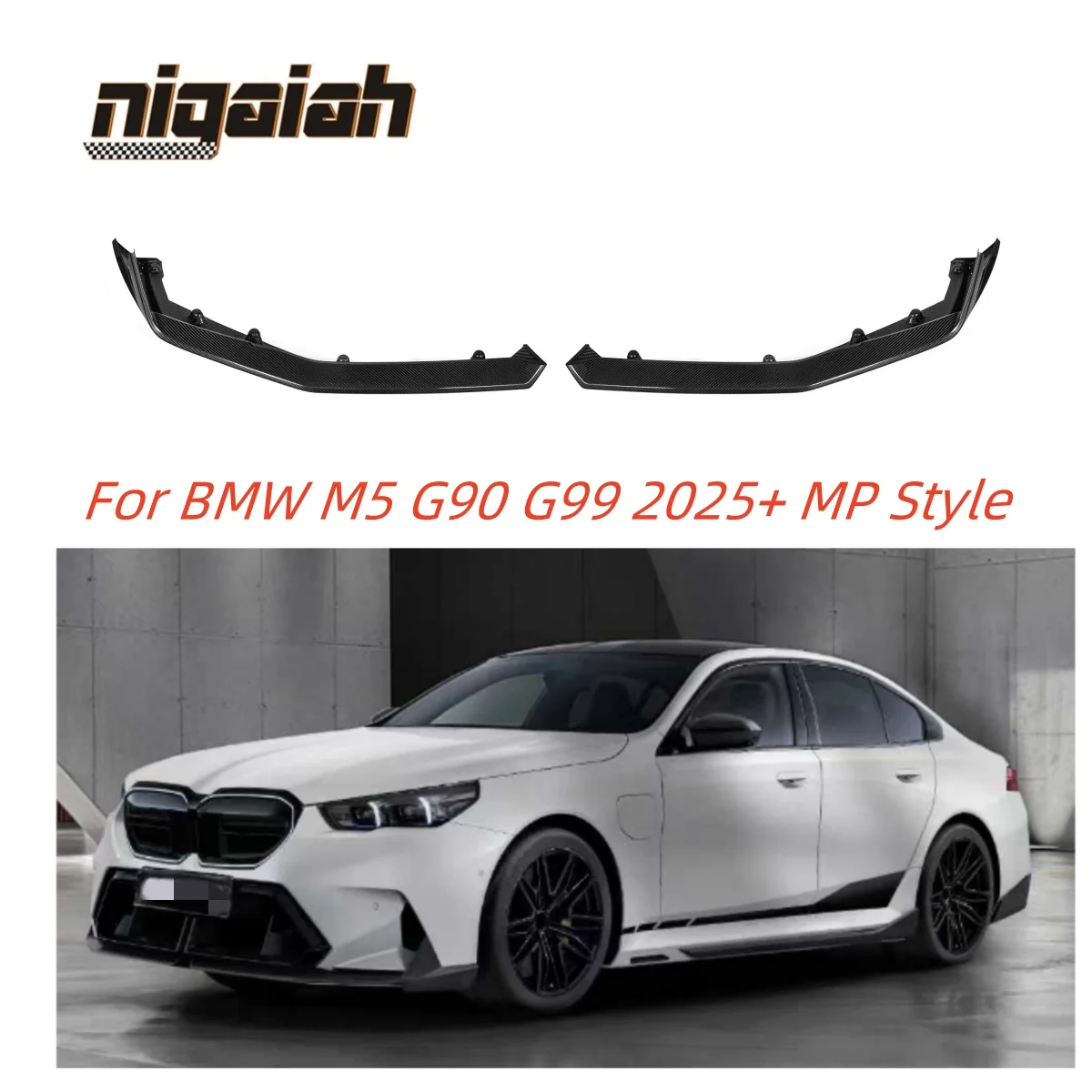 

MP Style 2Pcs 100% Dry Carbon Fiber Car Front Bumper lip For BMW M5 Sedan G90 G99 2025+ 4 Door Retrofit accessories