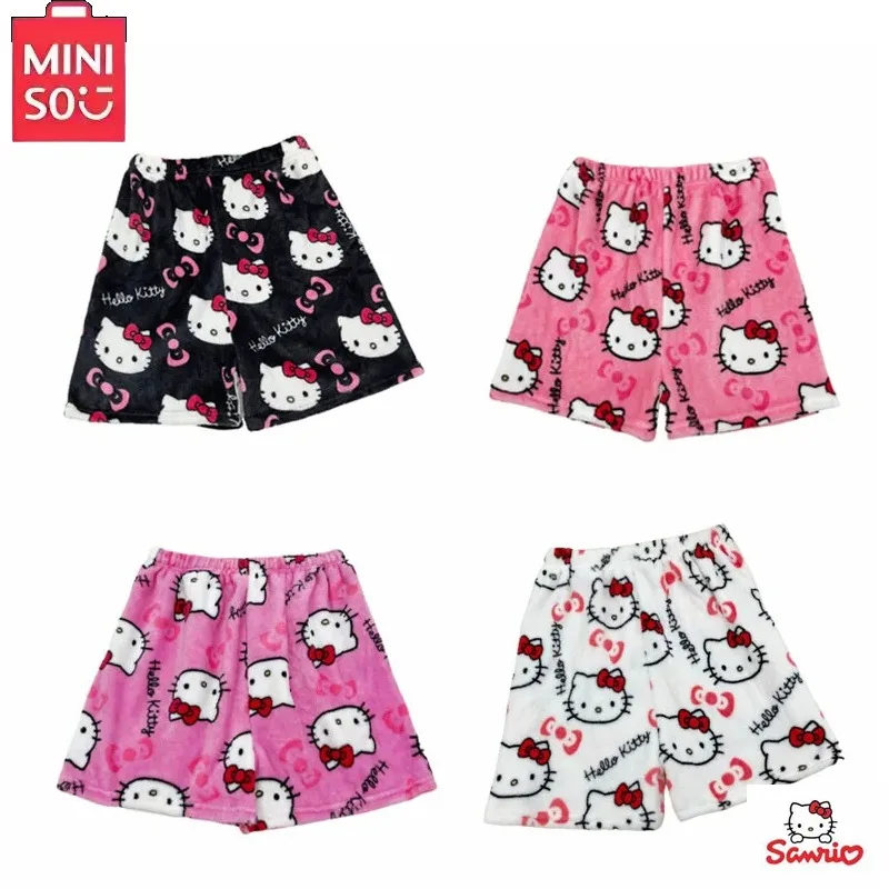 2024 New Sanrio Hello Kitty Summer Athletic Shorts Pants Kawaii Y2K Flannel Ladies Winter Pajama Pants Girl Gift Women Home Pant