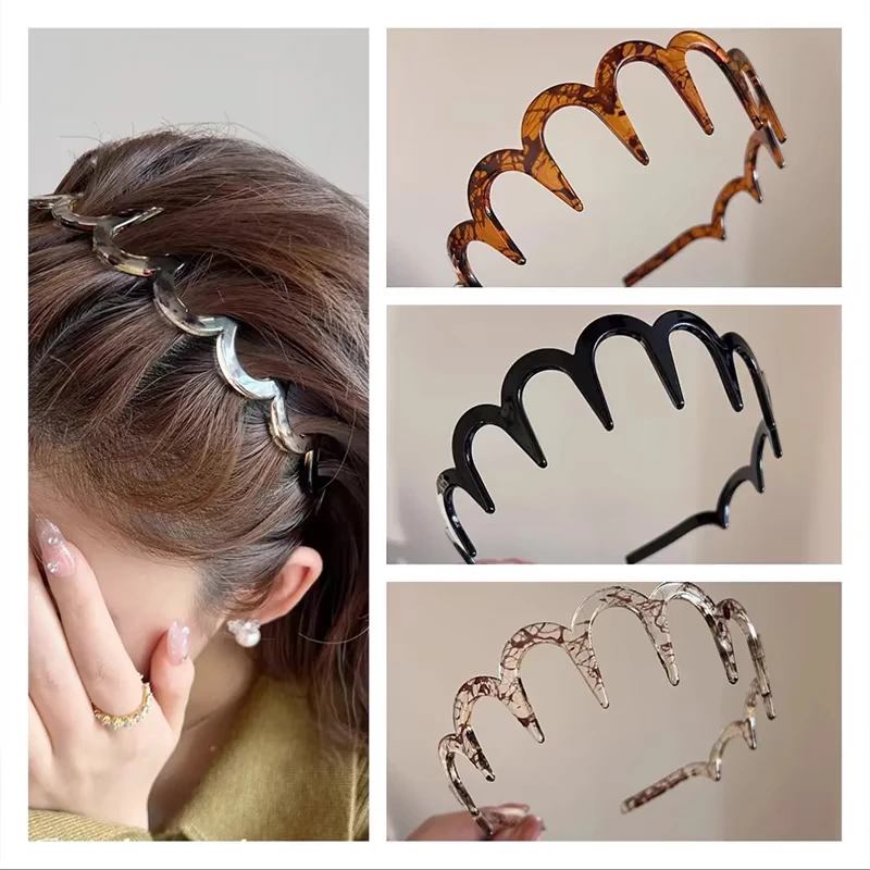 1Pc Headband Hair Comb Zigzag Band Notched Headband Woman Man Girl Christmas Birthday Gift Rescue Broken Hair Artifact