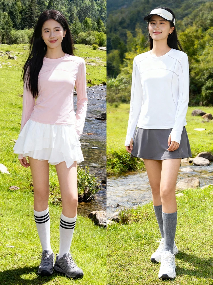 Camiseta Deportiva de Manga Larga para Mujer Jeanswest, Secado Rápido, para Yoga, Running, Aire Libre, Transpirable, Poliéster, Primavera 2026, Nueva Llegada