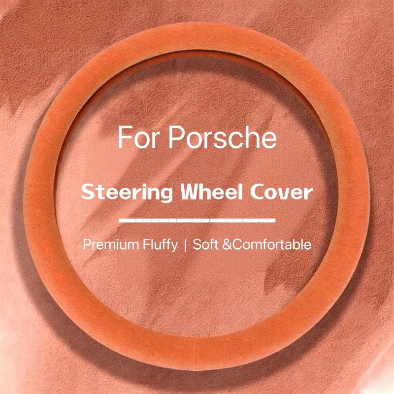 Suitable for Porsche Suede Steering Wheel Cover, New All Seasons, Anti-Slip Sweat Absorbent, Ultra Thin, Men Women, Premium,38cm