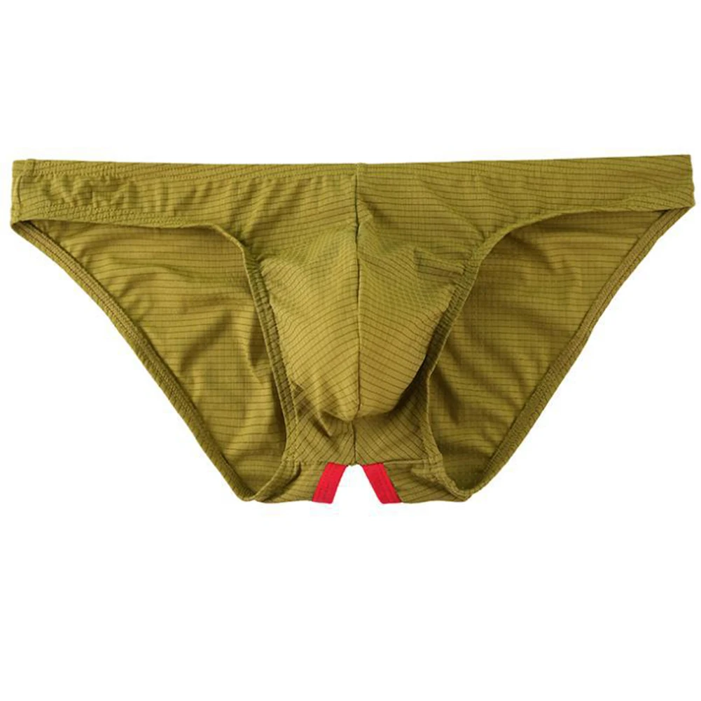

Men Plaid Brief Behind Open Butt Low Rise Gay Sexy Underwear Elastic Lingerie U Pouch Unisex Panties Breathable Men's Clothing