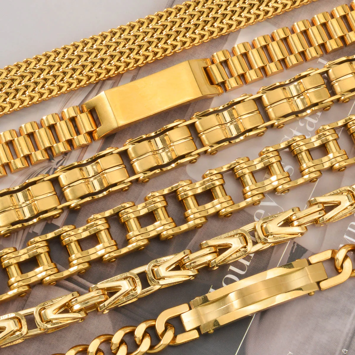 

Batch Stainless Steel Bracelet Chain Bracelet Bulk Hip-hop Punk Mechanical Wrist Accessories Men Women Jewelry Wholesale