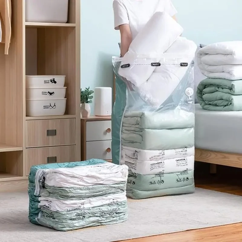 1PC Vacuum Compression Storage Bags, No Pump Needed, Extra Large for Clothes Blankets Bedding, Space-Saving Home Organization