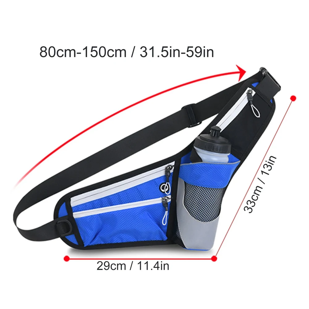Fanny Pack with Water Bottle Holder Running Belt, Adjustable Strap Reflective Hydration Waist Bag,Running Hiking Walking Camping