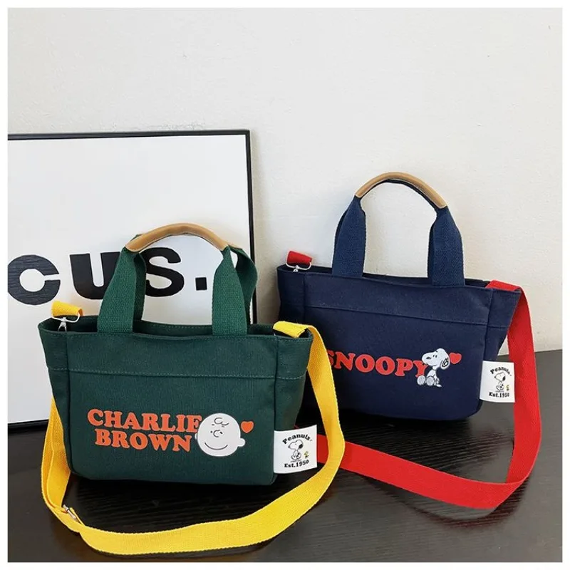 Snoopy Charlie brązowa Lucy urocza nadruk kreskówkowy modna wszechstronna, lekka crossbody na ramię torba płócienna o dużej pojemności