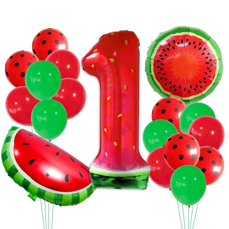 New Hawaiian Theme Party Watermelon 40-inch Digital 1 Aluminum Film Balloon suit One-Year-Old Party Dress