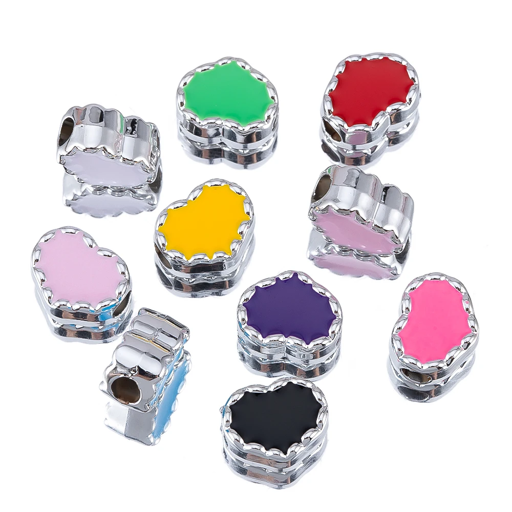

50Pcs 13mm Enamel Heart CCB Beads With Hole Charm Loose Spacer Beads For DIY Jewelry Making Necklace Accessories Wholesale