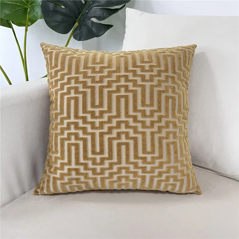 Brand New Simple Solid Jacquard Geometric Cushion Cover Sofa Decorative Cutting Velvet Throw Pillowcase Pillow Coverfrom Factory