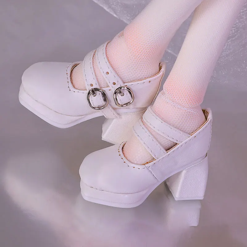 

1/4 Bjd Кукольные туфли ручной работы 5,3 см * 2,2 см, милые туфли принцессы во французском стиле в стиле ретро, однотонные туфли на грубом высоком каблуке на толстой подошве