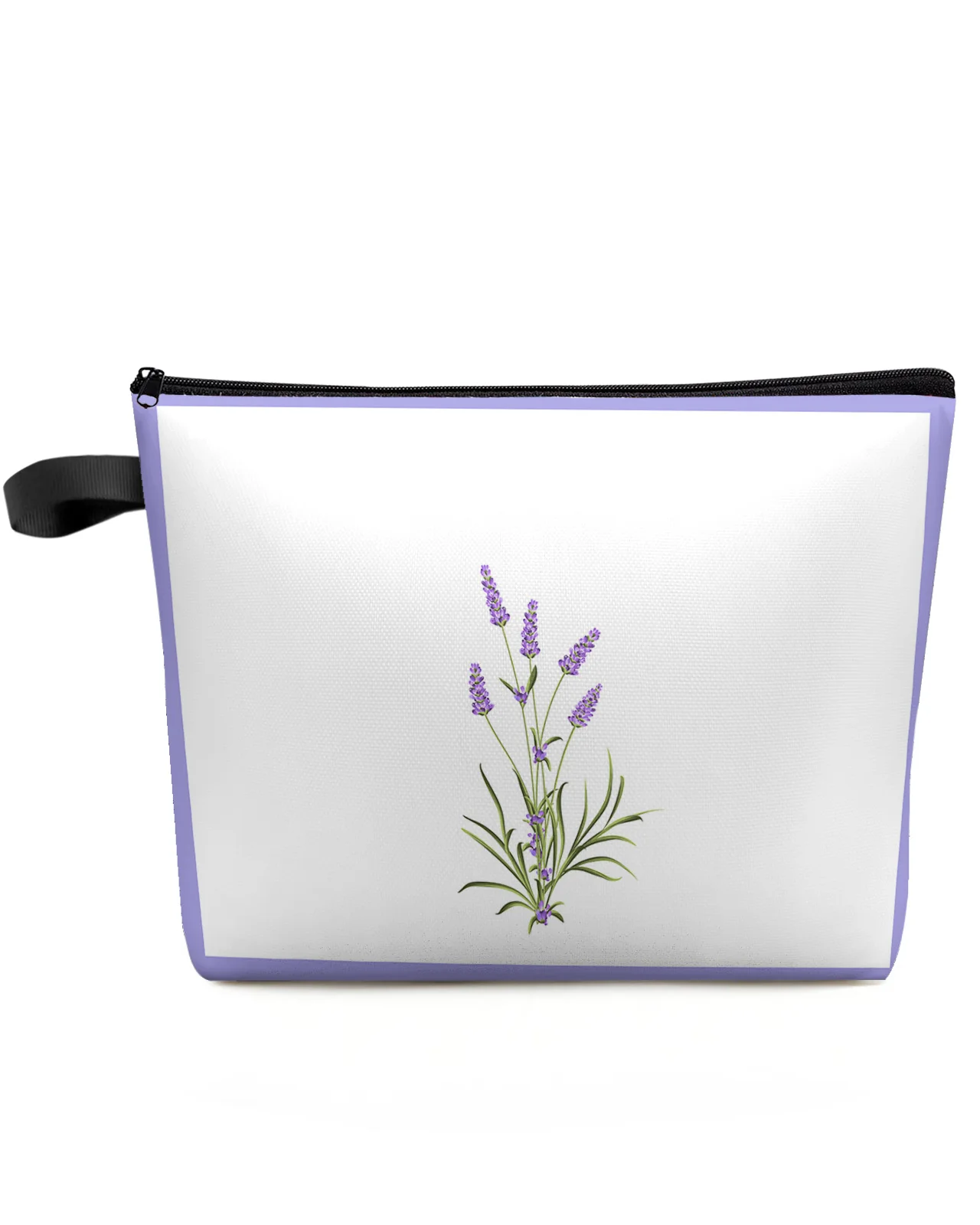 Purple Flower Lavender Romance Large Capacity Travel Cosmetic Bag Portable Makeup Storage Pouch Women Waterproof Pencil Case