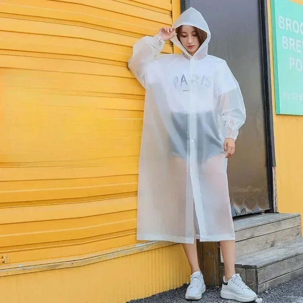1pc Black Adult Hooded Long Raincoat Men Women 2026 Jacket Impermeable Over Coat For Outdoor Hiking Travel Fishing