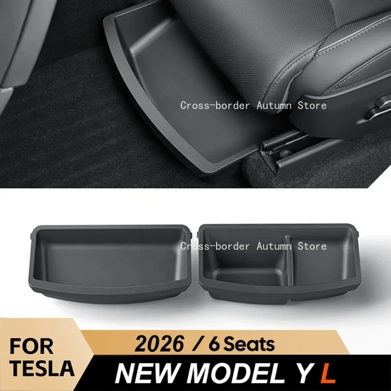 Front Seat Under Storage Box Suitable for Tesla Model Y L 6 Seater 2026 Driver Co-pilot Underseat Organizer Case Tray Bin Set