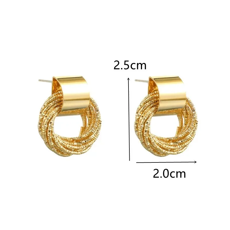 Retro Metal Gold Color Multiple Small Circle Stud Earrings for Women Korean Jewelry Fashion Wedding Party Earrings Jewelry Gift