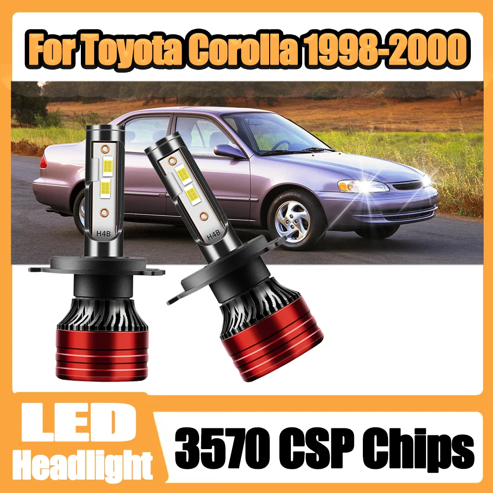 

2 шт. автомобильных светодиодных ламп H4 Canbus без ошибок, 120 Вт, высокая яркость, улучшенные, 12 В/24 В, для Toyota Corolla 1998-2000