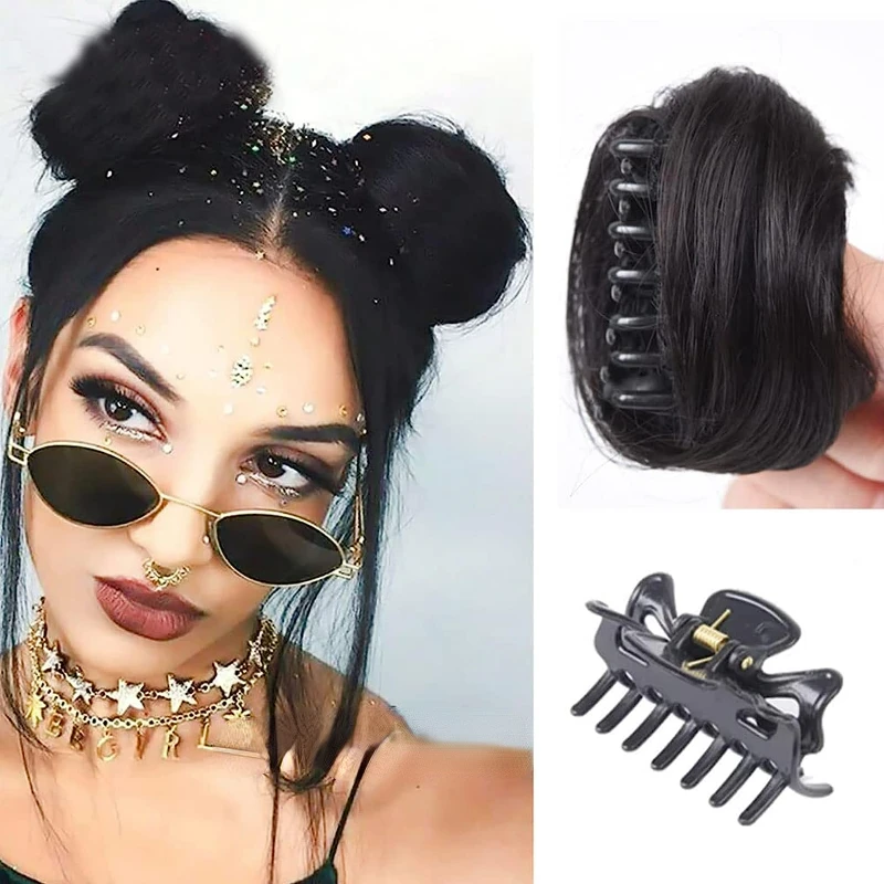 2 Stück Space Bun Haar verlängerungen Perücken chaotisch lockiges Haar Donuts synthetische Brötchen Frauen und Mädchen Haarschmuck