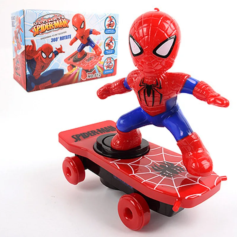 Spider Man Stunt Scooter Rolling Children's Toy Car Little Boy Electric Gift