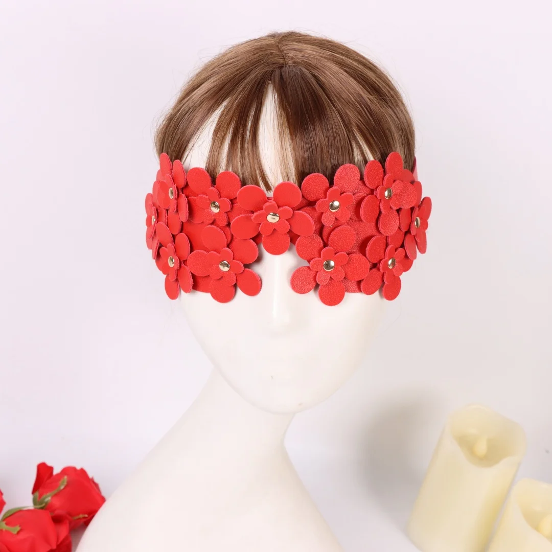 Masque en cuir de mode hommes femmes Sexy Bondage demi-visage masques fantaisie gothique Cosplay mascarade fleur masque vêtements accessoire