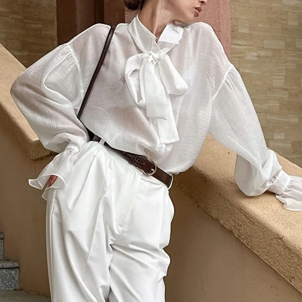 

Summer Short Sleeve Drawstring Elegant Shirt Women Casual V-Neck Solid Waist Female Street Shirt Blusas Para Mujer Casual Shirt