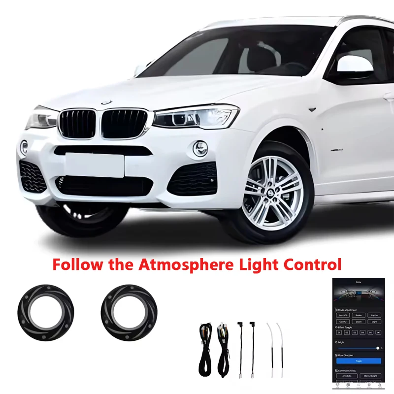 

Car Tweeter Rings Follow RGB Ambient Lighting Control for BMW X3 X4 2012-2022 X5 X6 2014-2018 3 Series 2014-2019 Car Accessories