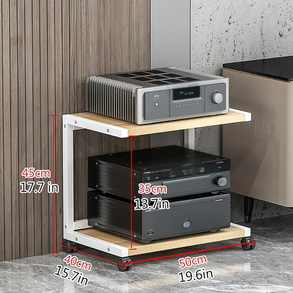 AV Media Stand with Wheels, Gaming Shelves Audio Cabinet Stereo Component Cabinet Small Media ole Storage Rack Audio Tower Enter