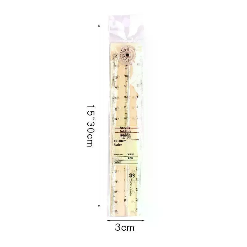 1/2/3PCS 30CM Acrylic Transparent Folding Ruler Simple Drawing Ruler Measuring Rulers For Students Office School Stationery